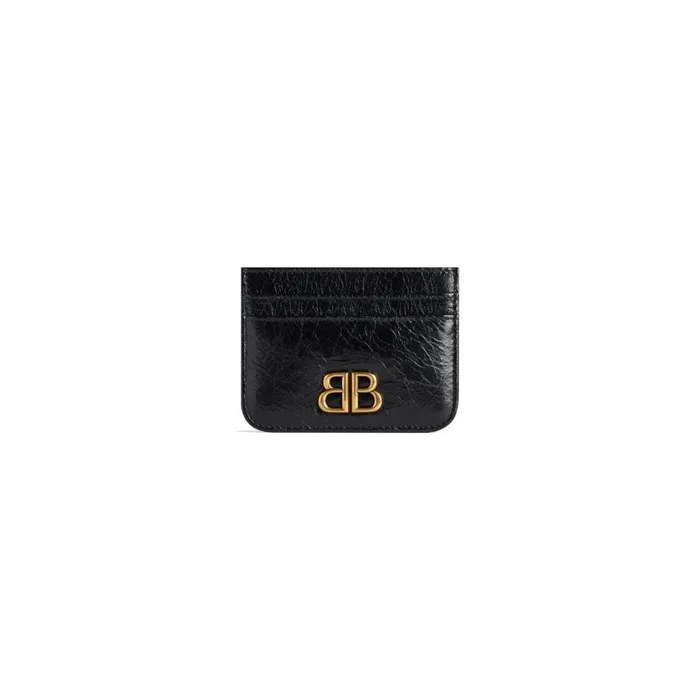 Women Card Holders Balenciaga Monaco Card Holder In Black