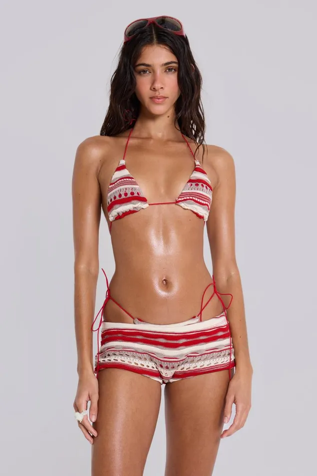 Women Cata Ruffle Knit Mini Shorts Jaded London Bikini Bottoms