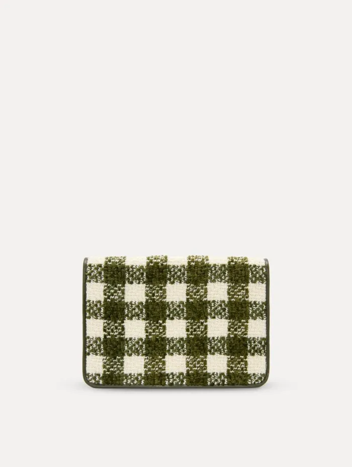 Women Chenille Check Tweed O Pochette Ivory Olive Oscar De La Renta Handbags