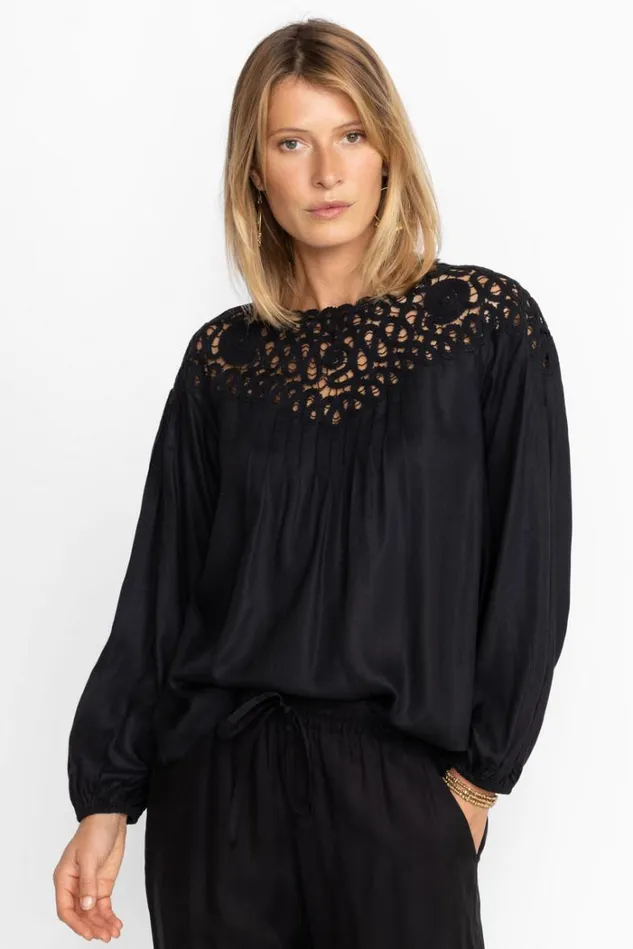 Women CIELITO MODAL BLOUSE Black Johnny Was Tops Women CIELITO MODAL BLOUSE Black Johnny Was Tops