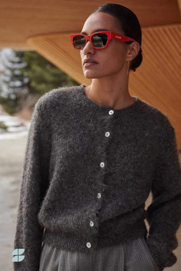 Women Cleo Natural Cardigan Dark Grey Melee Bybar Cardigans