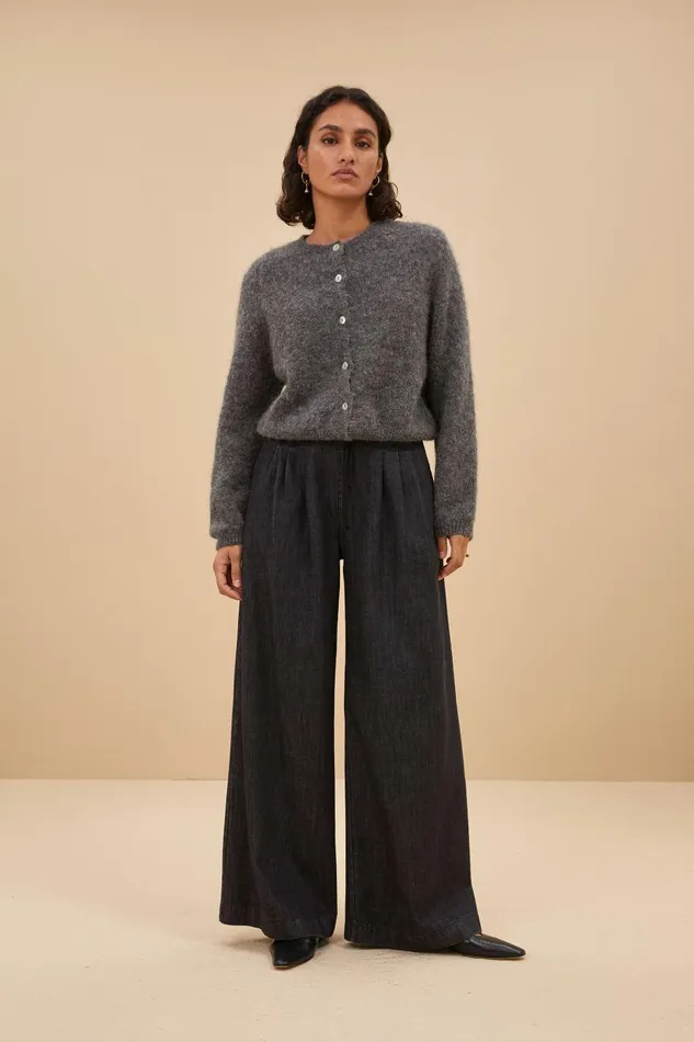 Women Cleo Natural Cardigan Dark Grey Melee Bybar Cardigans