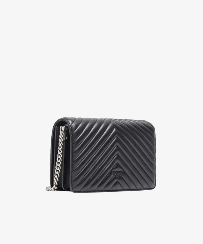 Women Crossbody Bags Pinko Classic Love Bag Click Chevron Blackold Silver Women Crossbody Bags Pinko Classic Love Bag Click Chevron Blackold Silver