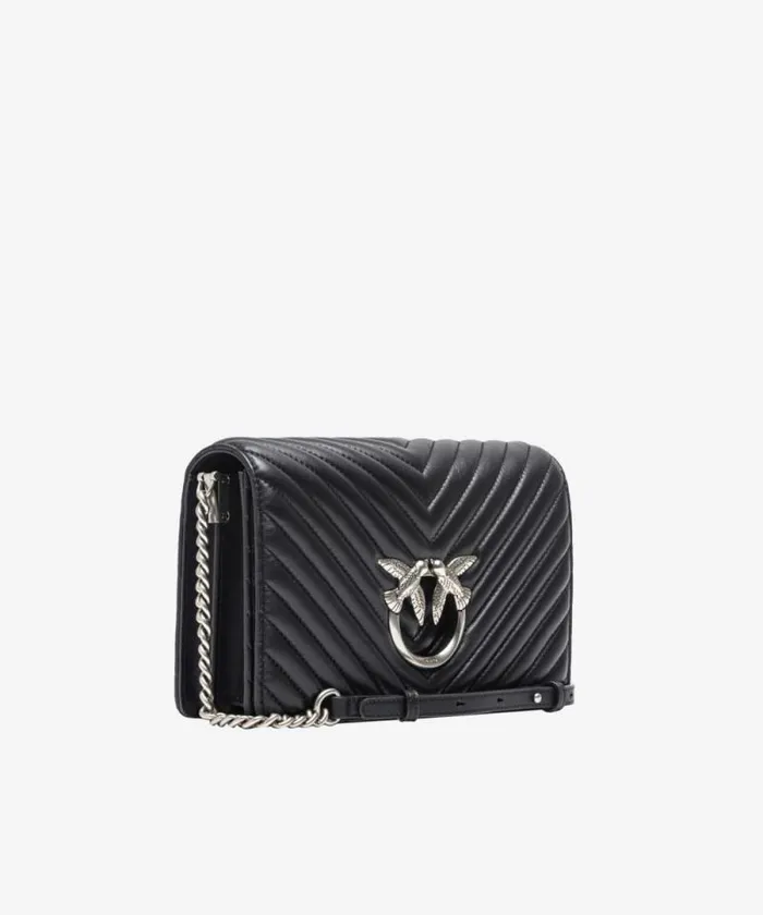 Women Crossbody Bags Pinko Classic Love Bag Click Chevron Blackold Silver Women Crossbody Bags Pinko Classic Love Bag Click Chevron Blackold Silver