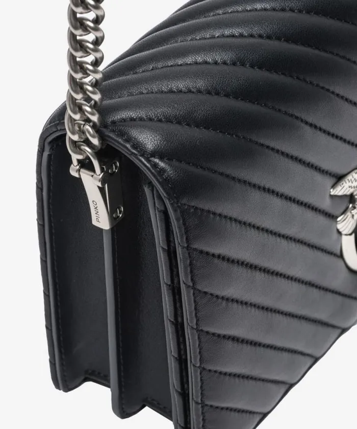 Women Crossbody Bags Pinko Classic Love Bag Click Chevron Blackold Silver Women Crossbody Bags Pinko Classic Love Bag Click Chevron Blackold Silver