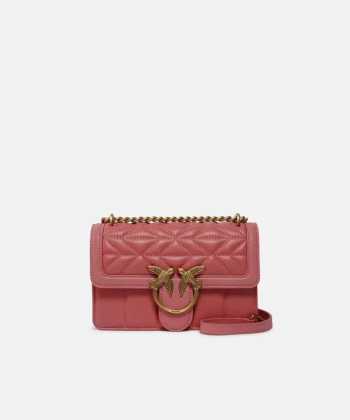 Women Crossbody Bags Pinko Love Bag Crossbody Bag In Quilted Nappa Leather Peach Flowerantiquegold Women Crossbody Bags Pinko Love Bag Crossbody Bag In Quilted Nappa Leather Peach Flowerantiquegold