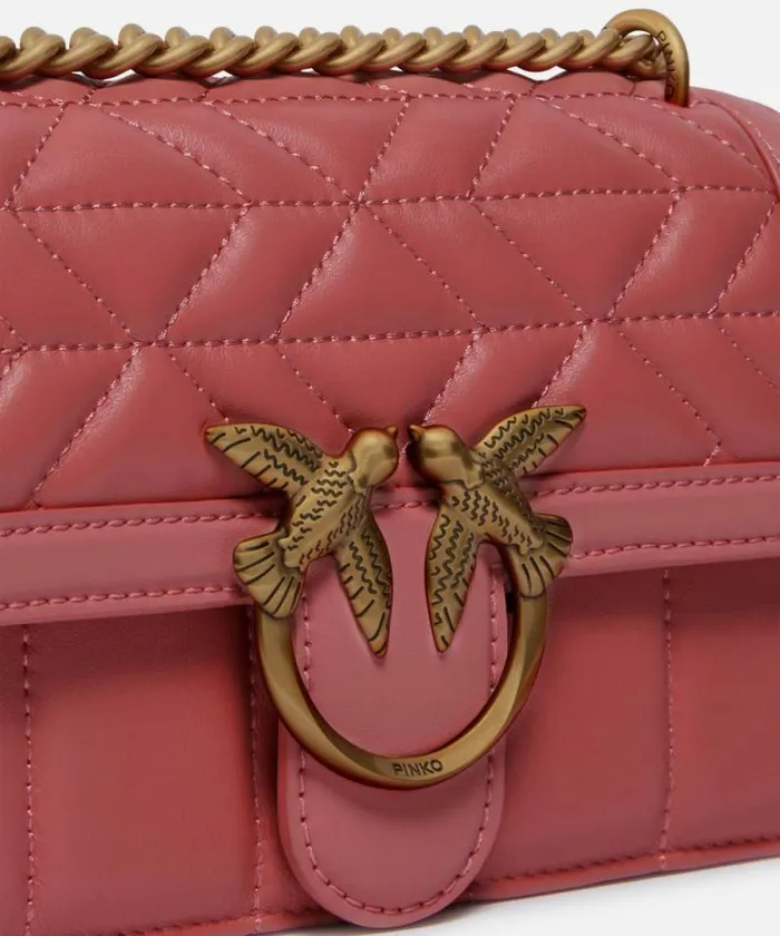 Women Crossbody Bags Pinko Love Bag Crossbody Bag In Quilted Nappa Leather Peach Flowerantiquegold Women Crossbody Bags Pinko Love Bag Crossbody Bag In Quilted Nappa Leather Peach Flowerantiquegold