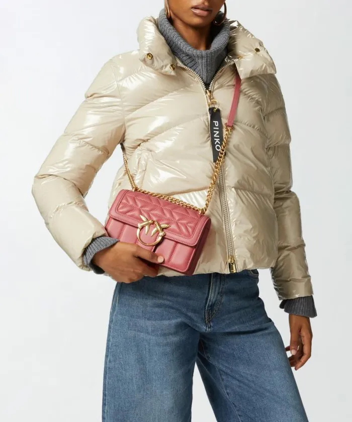 Women Crossbody Bags Pinko Love Bag Crossbody Bag In Quilted Nappa Leather Peach Flowerantiquegold Women Crossbody Bags Pinko Love Bag Crossbody Bag In Quilted Nappa Leather Peach Flowerantiquegold
