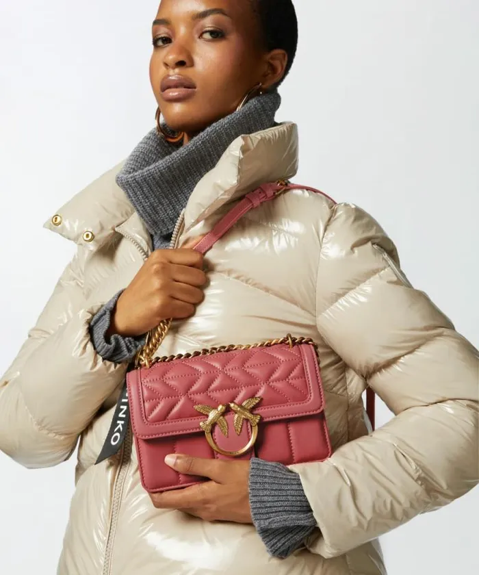 Women Crossbody Bags Pinko Love Bag Crossbody Bag In Quilted Nappa Leather Peach Flowerantiquegold Women Crossbody Bags Pinko Love Bag Crossbody Bag In Quilted Nappa Leather Peach Flowerantiquegold