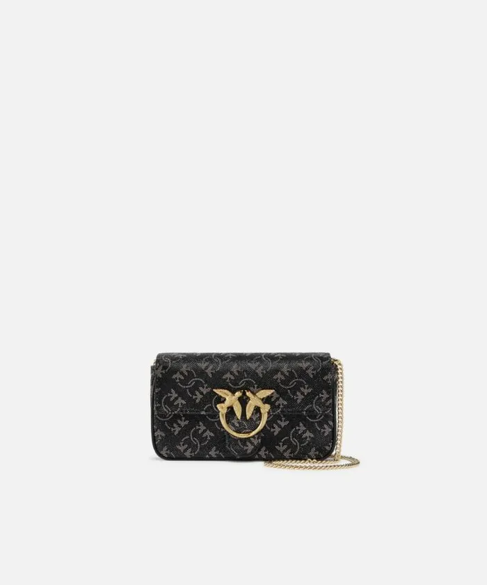 Women Crossbody Bags Pinko Love Bag With Rhinestones And Removable Shoulder Strap Blacksilvergold Women Crossbody Bags Pinko Love Bag With Rhinestones And Removable Shoulder Strap Blacksilvergold