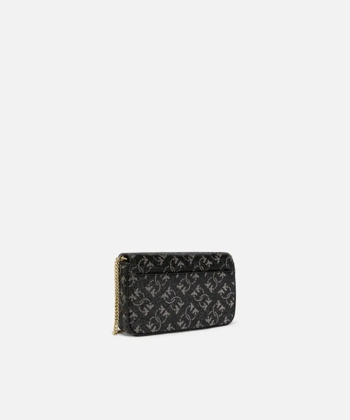 Women Crossbody Bags Pinko Love Bag With Rhinestones And Removable Shoulder Strap Blacksilvergold