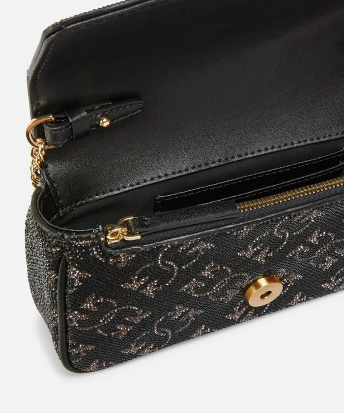 Women Crossbody Bags Pinko Love Bag With Rhinestones And Removable Shoulder Strap Blacksilvergold