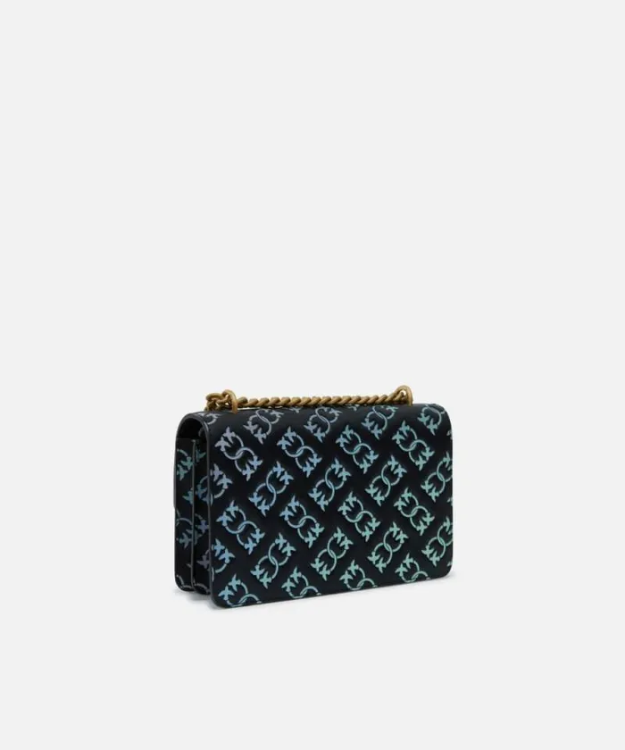 Women Crossbody Bags Pinko Mini Love Bag Crossbody Bag With Multicoloured Imprim Logo Blackmulticolouredantiquegold