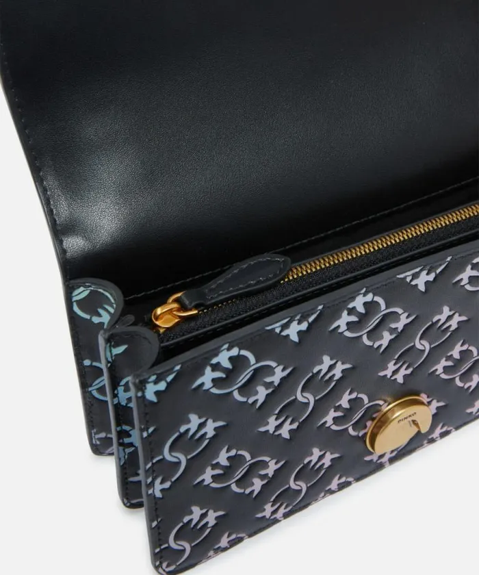 Women Crossbody Bags Pinko Mini Love Bag Crossbody Bag With Multicoloured Imprim Logo Blackmulticolouredantiquegold