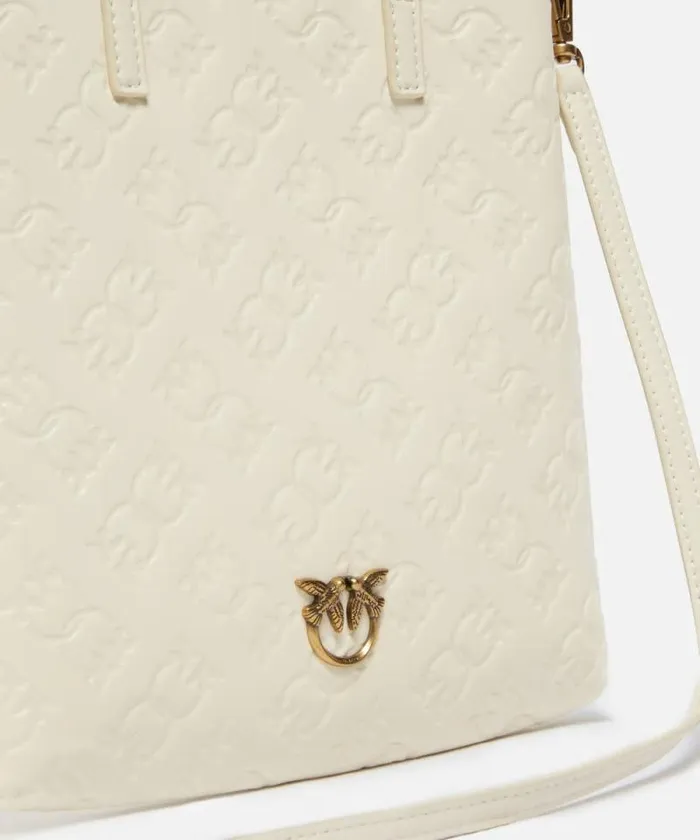 Women Crossbody Bags Pinko Mini Shopper Bag With Monogram Logo Whitewhiteantique Gold Women Crossbody Bags Pinko Mini Shopper Bag With Monogram Logo Whitewhiteantique Gold