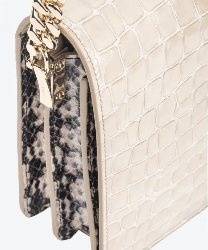 Women Crossbody Bags Pinko PINKO Galleria Classic Love Bag Click In Crocodile And Reptileprint Leather Sandlightgold Women Crossbody Bags Pinko PINKO Galleria Classic Love Bag Click In Crocodile And Reptileprint Leather Sandlightgold