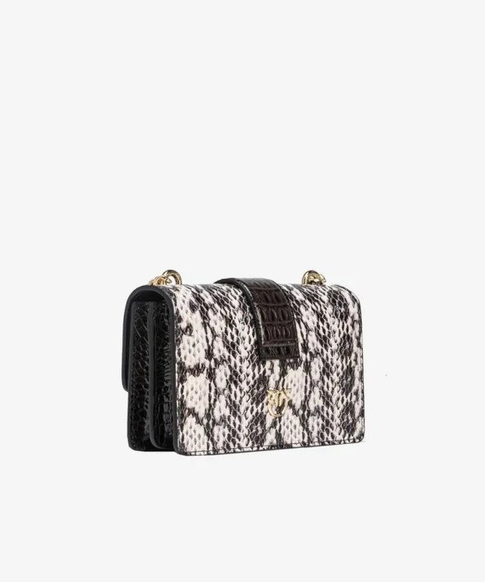 Women Crossbody Bags Pinko PINKO Galleria Mini Love Bag One In Reptile And Crocodileprint Leather Whiteblacklightgold Women Crossbody Bags Pinko PINKO Galleria Mini Love Bag One In Reptile And Crocodileprint Leather Whiteblacklightgold