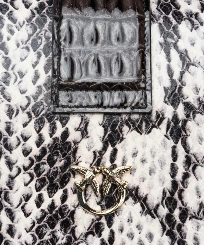 Women Crossbody Bags Pinko PINKO Galleria Mini Love Bag One In Reptile And Crocodileprint Leather Whiteblacklightgold Women Crossbody Bags Pinko PINKO Galleria Mini Love Bag One In Reptile And Crocodileprint Leather Whiteblacklightgold