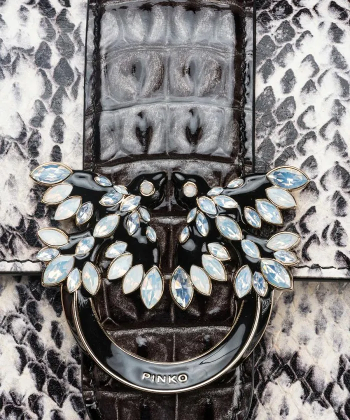 Women Crossbody Bags Pinko PINKO Galleria Mini Love Bag One In Reptile And Crocodileprint Leather Whiteblacklightgold Women Crossbody Bags Pinko PINKO Galleria Mini Love Bag One In Reptile And Crocodileprint Leather Whiteblacklightgold