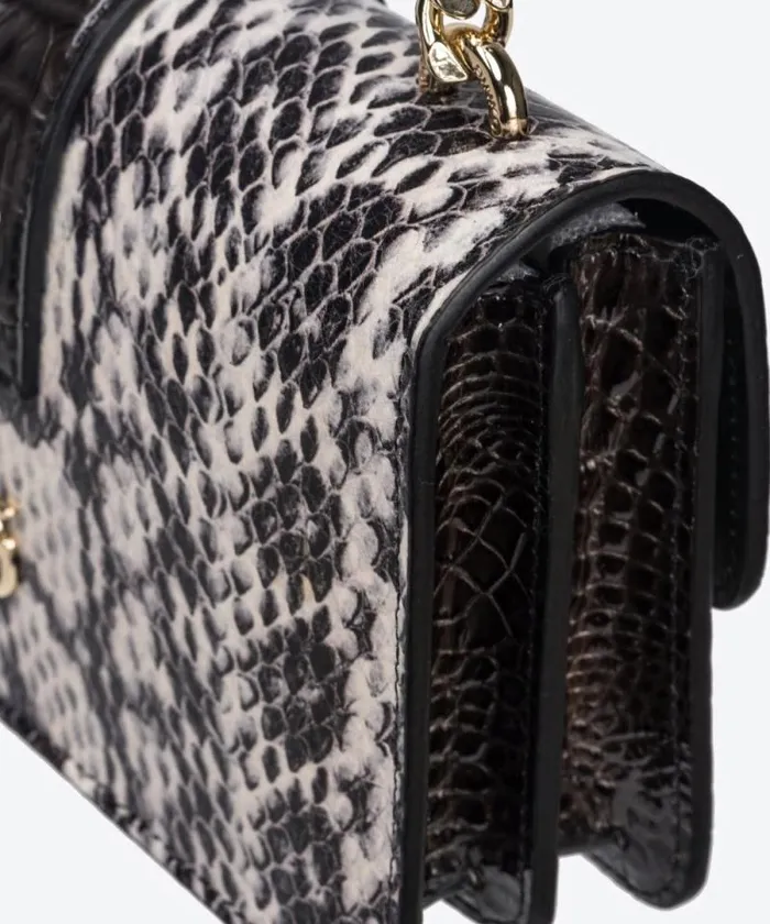 Women Crossbody Bags Pinko PINKO Galleria Mini Love Bag One In Reptile And Crocodileprint Leather Whiteblacklightgold Women Crossbody Bags Pinko PINKO Galleria Mini Love Bag One In Reptile And Crocodileprint Leather Whiteblacklightgold