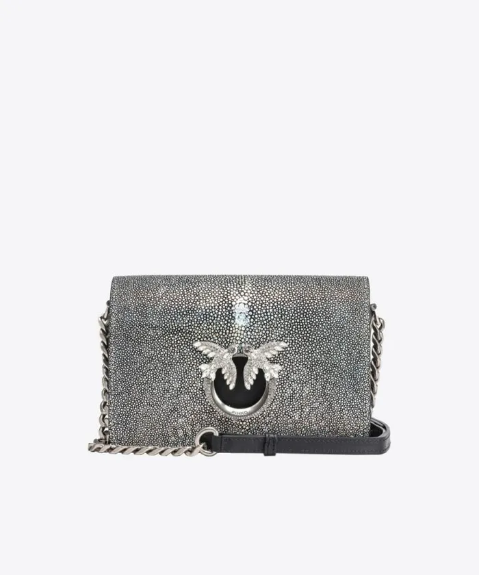 Women Crossbody Bags Pinko PINKO Galleria Stingray Mini Love Bag Click Blackold Silver Women Crossbody Bags Pinko PINKO Galleria Stingray Mini Love Bag Click Blackold Silver