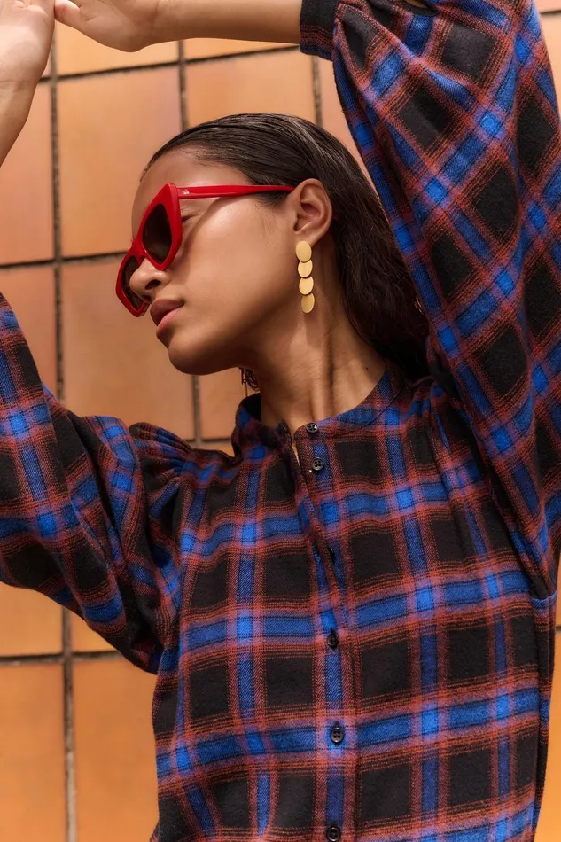 Women Day Check Blouse Kingsblue Bybar Blouses