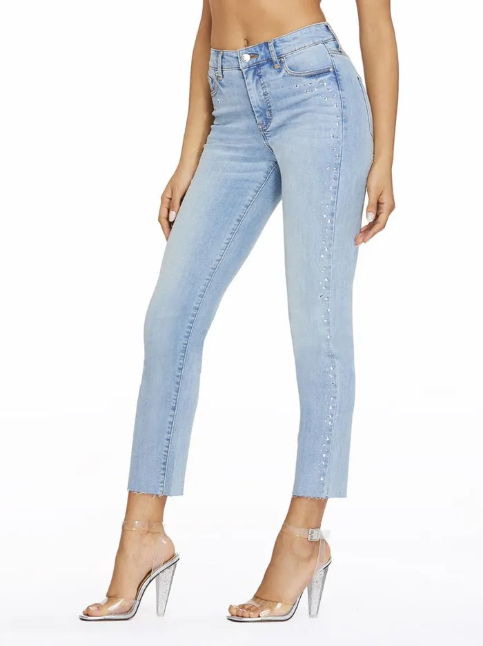 Women Denim Jessica Simpson Spotlight High Rise Straight Jeans In Into The Blues