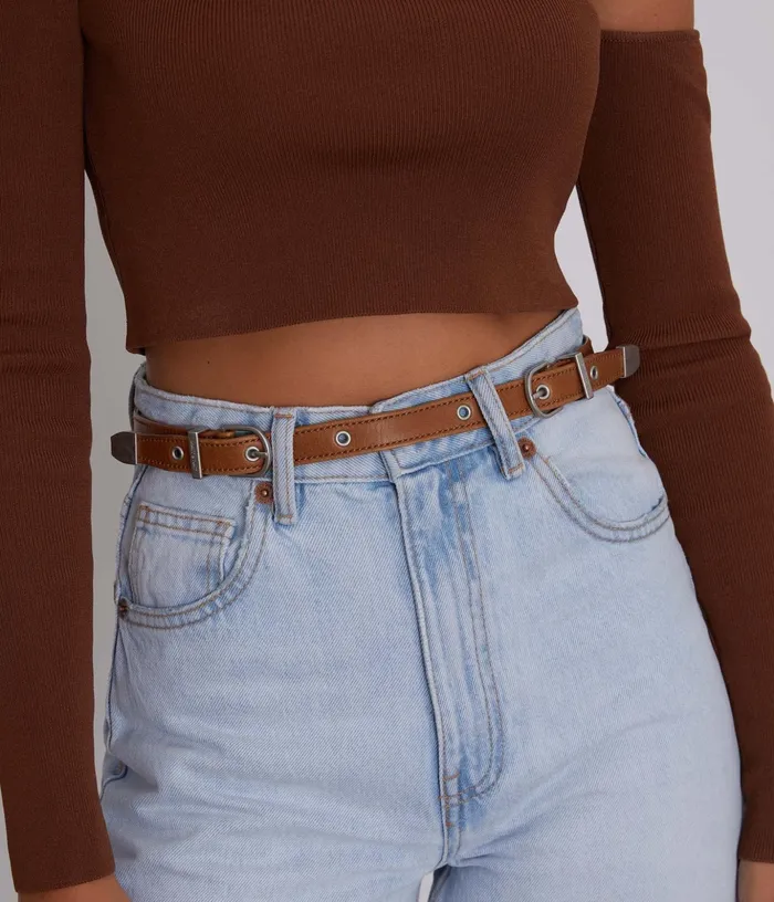 Women Dolly Vegan Skinny Belt Black Matt and Nat Belts