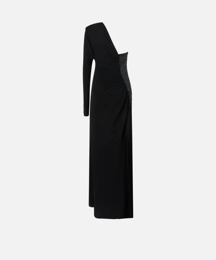 Women Dresses Pinko Elegant Asymmetric Dress With Sequins Limo Black
