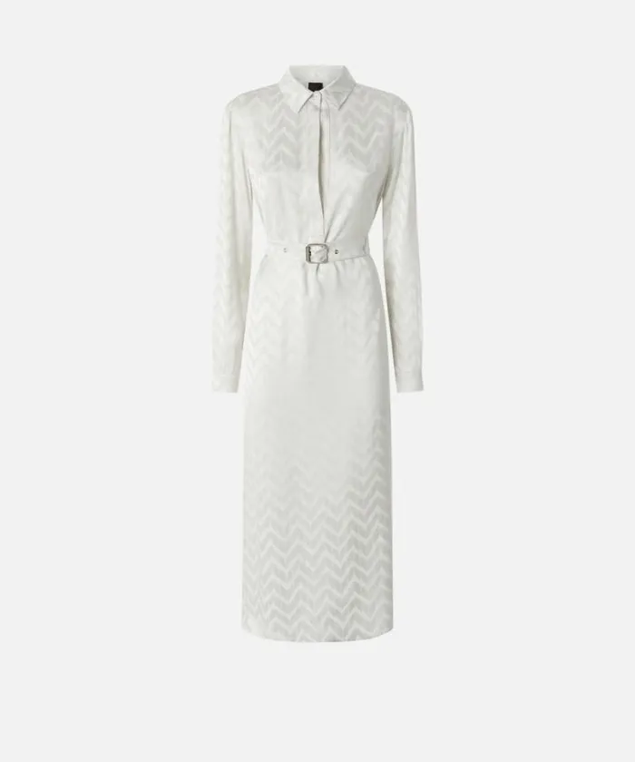 Women Dresses Pinko Jacquard Satin Shirt Dress Milk White Women Dresses Pinko Jacquard Satin Shirt Dress Milk White