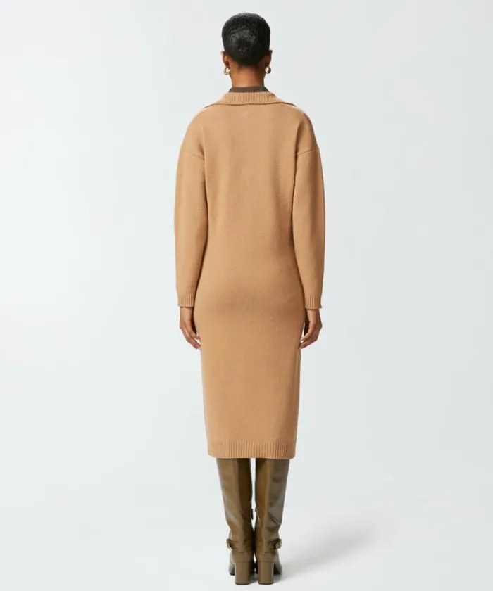 Women Dresses Pinko Long Cashmere Blend Knit Dress Tannin Beige