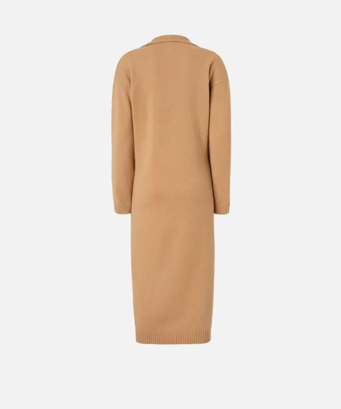 Women Dresses Pinko Long Cashmere Blend Knit Dress Tannin Beige