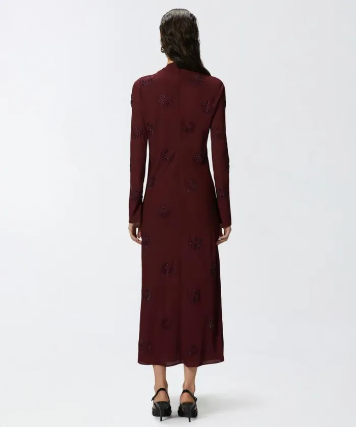 Women Dresses Pinko Long Highnecked Dress With Rhinestone Swirls Potent Purple Women Dresses Pinko Long Highnecked Dress With Rhinestone Swirls Potent Purple