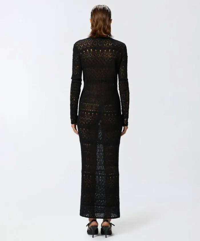 Women Dresses Pinko Long Openwork Knit Dress Limo Black