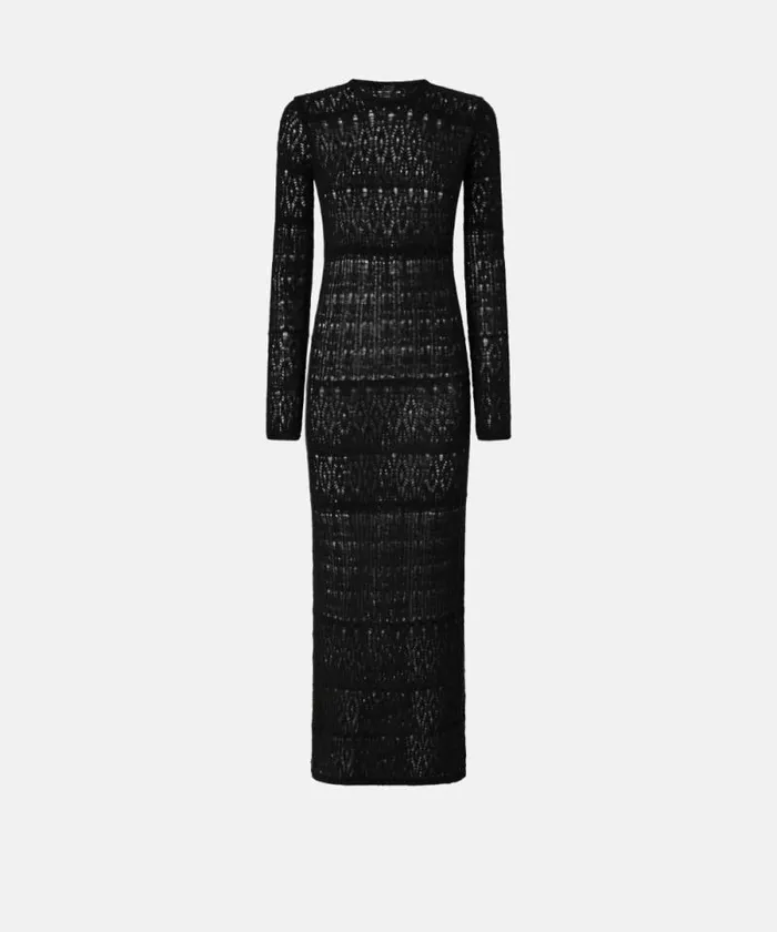 Women Dresses Pinko Long Openwork Knit Dress Limo Black