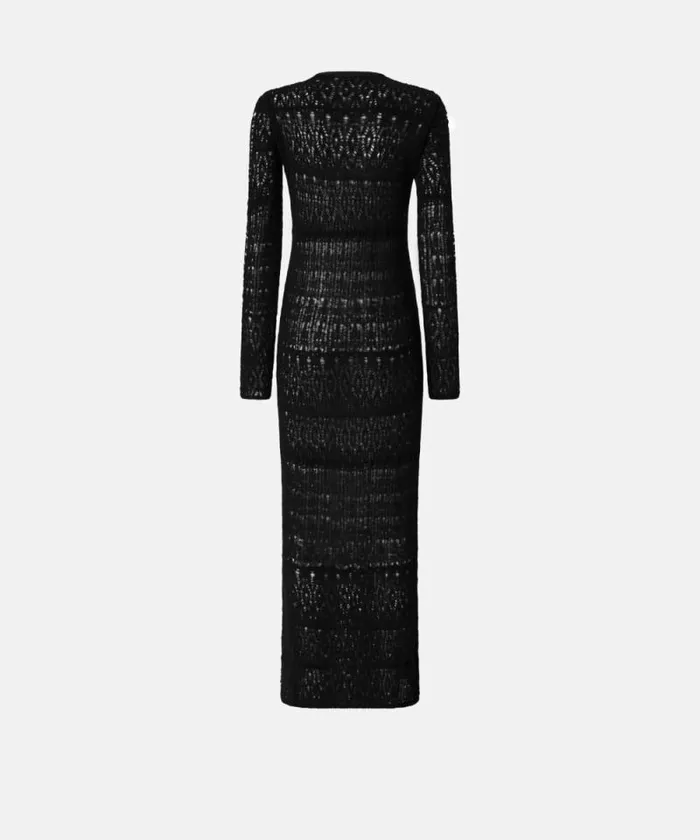 Women Dresses Pinko Long Openwork Knit Dress Limo Black