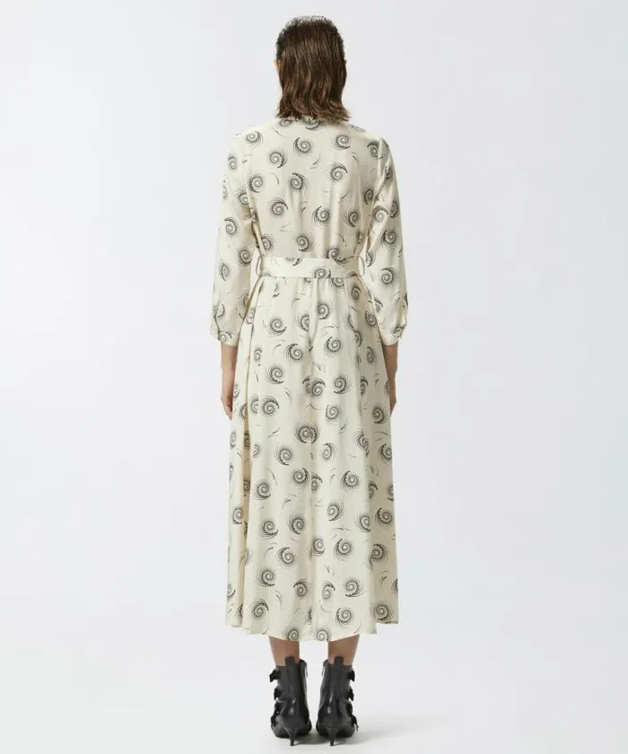 Women Dresses Pinko Long Shirt Dress In Swirlprint Twill Creamblack