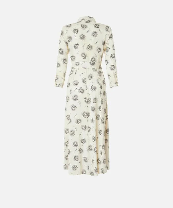 Women Dresses Pinko Long Shirt Dress In Swirlprint Twill Creamblack
