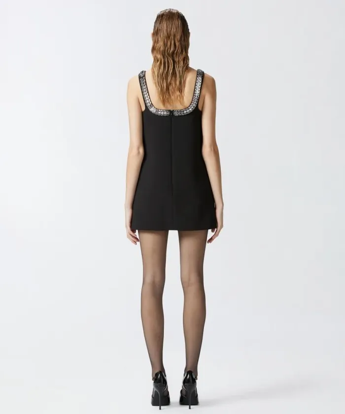 Women Dresses Pinko Mini Cami Dress With Shiny Embroidery Limo Black Women Dresses Pinko Mini Cami Dress With Shiny Embroidery Limo Black