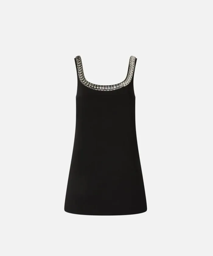 Women Dresses Pinko Mini Cami Dress With Shiny Embroidery Limo Black Women Dresses Pinko Mini Cami Dress With Shiny Embroidery Limo Black