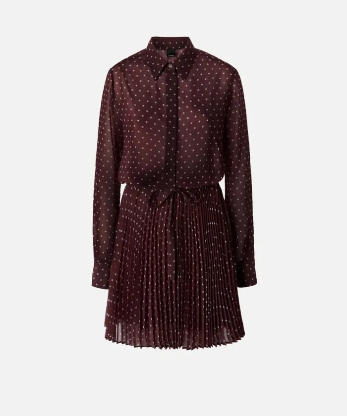 Women Dresses Pinko Mini Chiffon Shirt Dress With Polka Dots Burgundypale Blue Women Dresses Pinko Mini Chiffon Shirt Dress With Polka Dots Burgundypale Blue