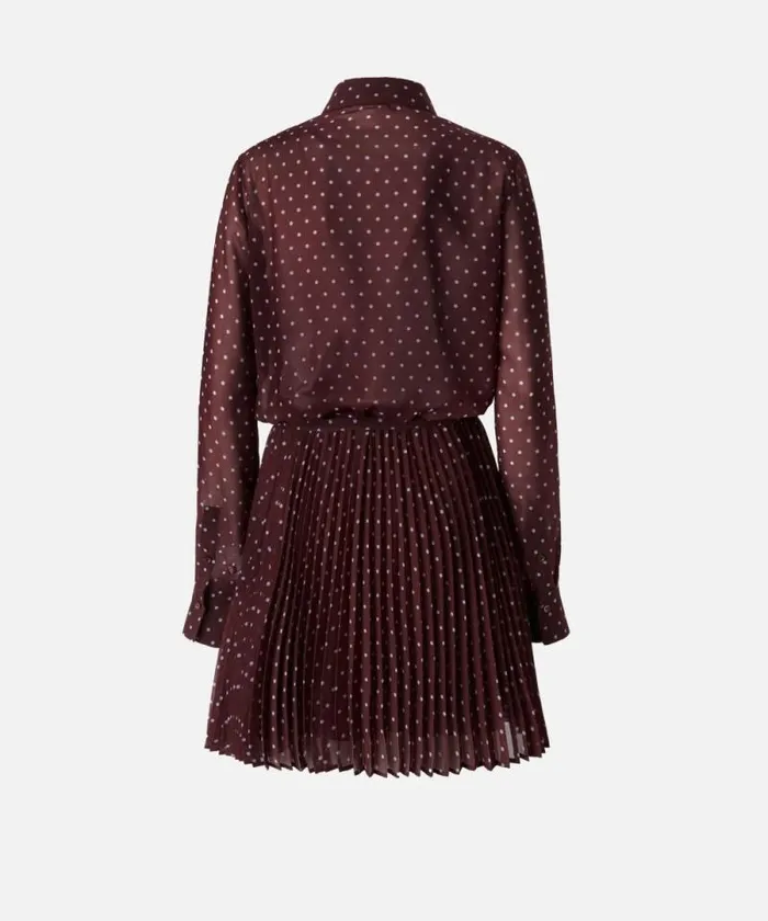 Women Dresses Pinko Mini Chiffon Shirt Dress With Polka Dots Burgundypale Blue Women Dresses Pinko Mini Chiffon Shirt Dress With Polka Dots Burgundypale Blue