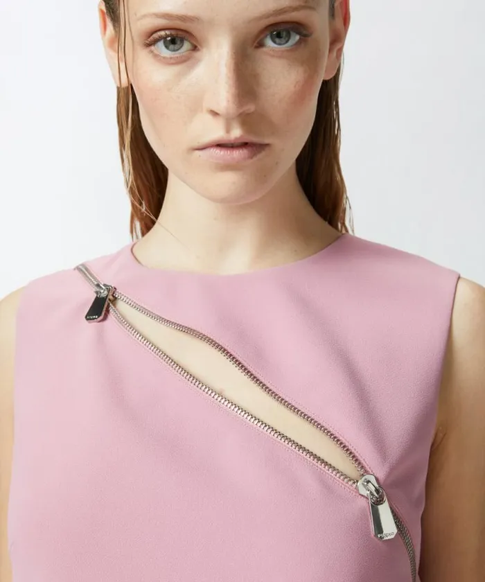 Women Dresses Pinko Mini Dress With Asymmetric Zip Pinkpolignac Women Dresses Pinko Mini Dress With Asymmetric Zip Pinkpolignac