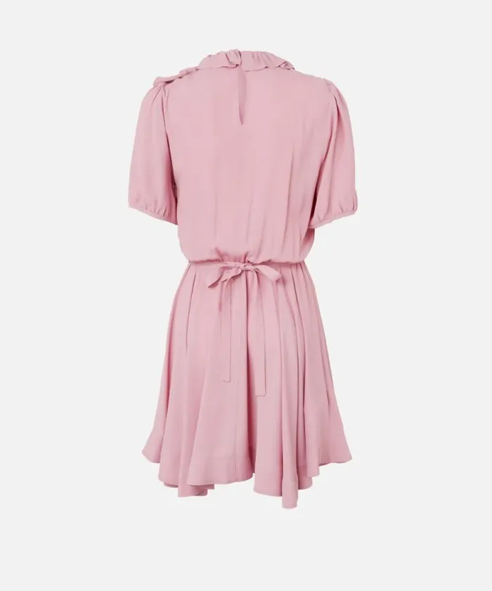 Women Dresses Pinko Silkblend Mini Dress With Rose And Ruffles Pinkpolignac Women Dresses Pinko Silkblend Mini Dress With Rose And Ruffles Pinkpolignac
