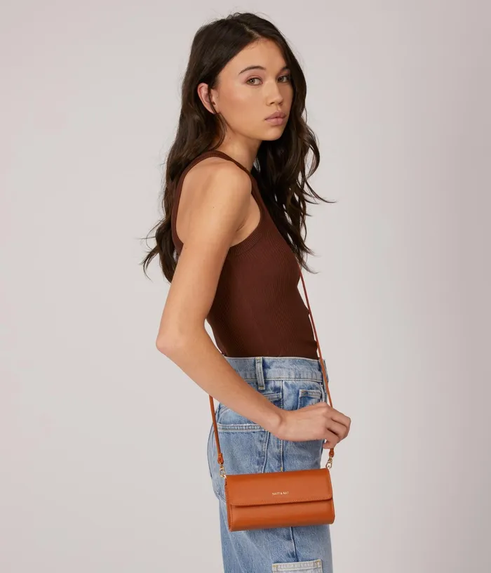 Women Drew Med Vegan Crossbody Bag 8211 Arbor Black Matt and Nat Cell Phone Holders