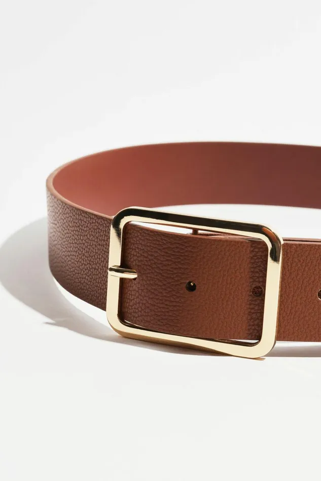 Women Dynamite Belts Rounded Square Buckle Belt Brown
