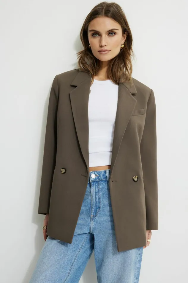 Women Dynamite Blazers and Vests Noa Oversized Blazer Brown