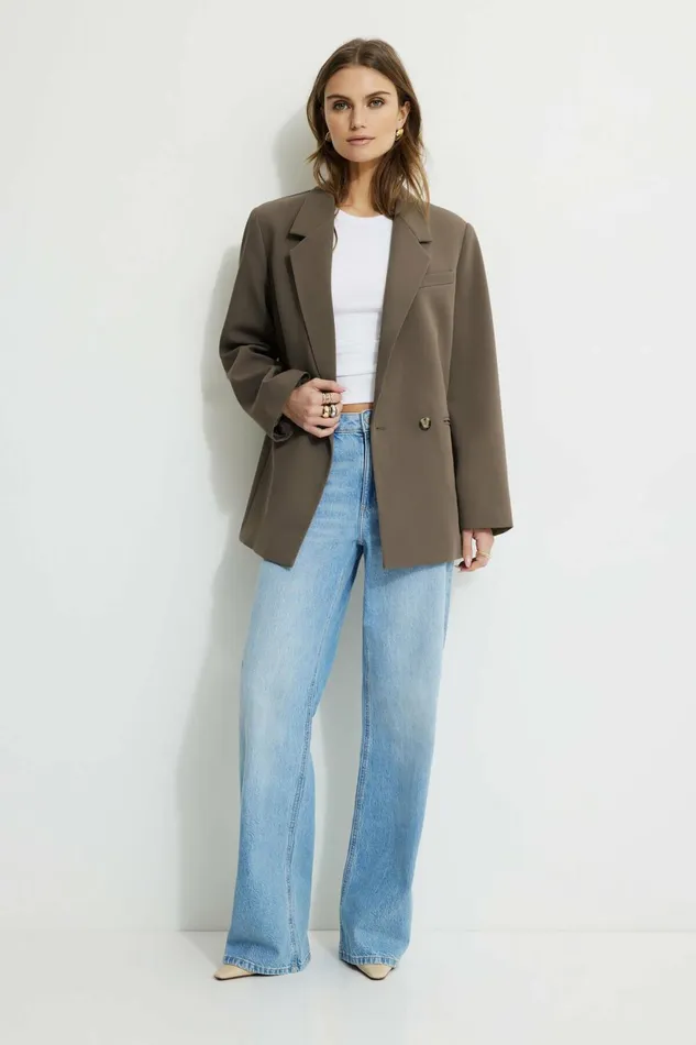 Women Dynamite Blazers and Vests Noa Oversized Blazer Brown
