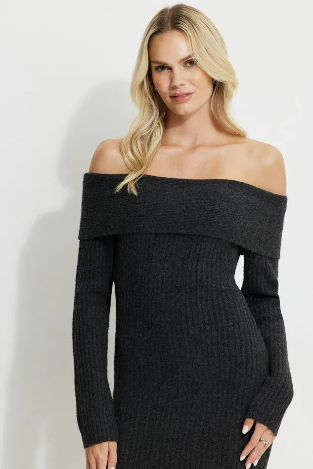 Women Dynamite Dresses and Jumpsuits Heavenlyarn Off Shoulder Mini Dress Blue