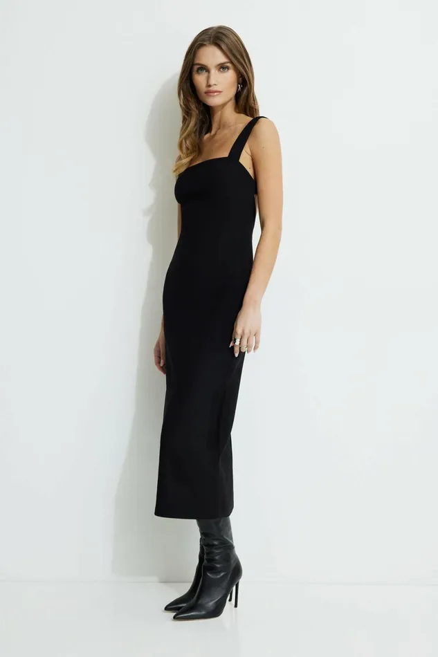Women Dynamite Dresses and Jumpsuits Open Back Midi Dress Black